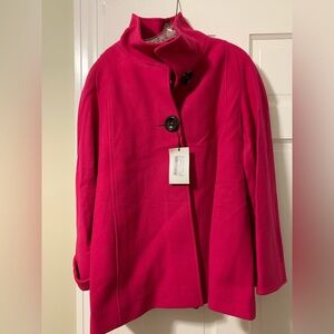NWT Cinzia Rocca wool cashmere blend hot pink fuschia coat US 14 luxury Italy